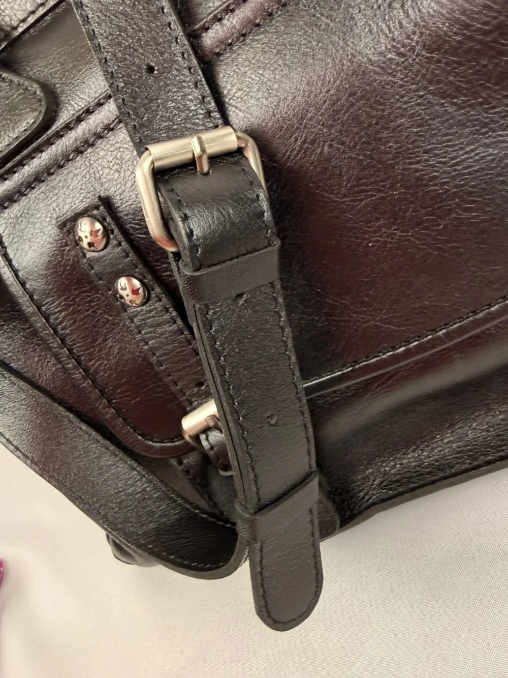 Patricia Nash Heritage Cannes Satchel Black Leather Convertible Satchel Bag